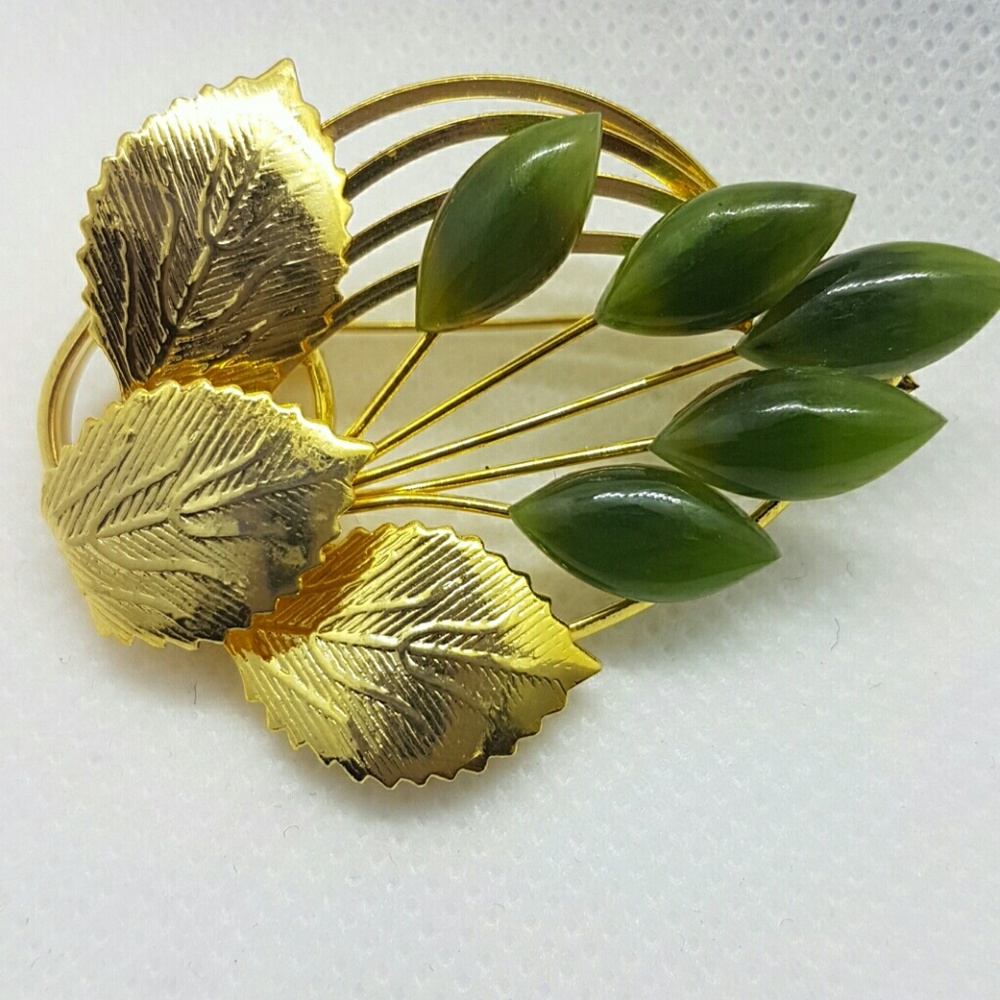 Vintage brooch leaves and flowers